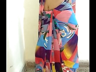 Indian desi wife removing sari and fingering pussy till orgasm with bellowing